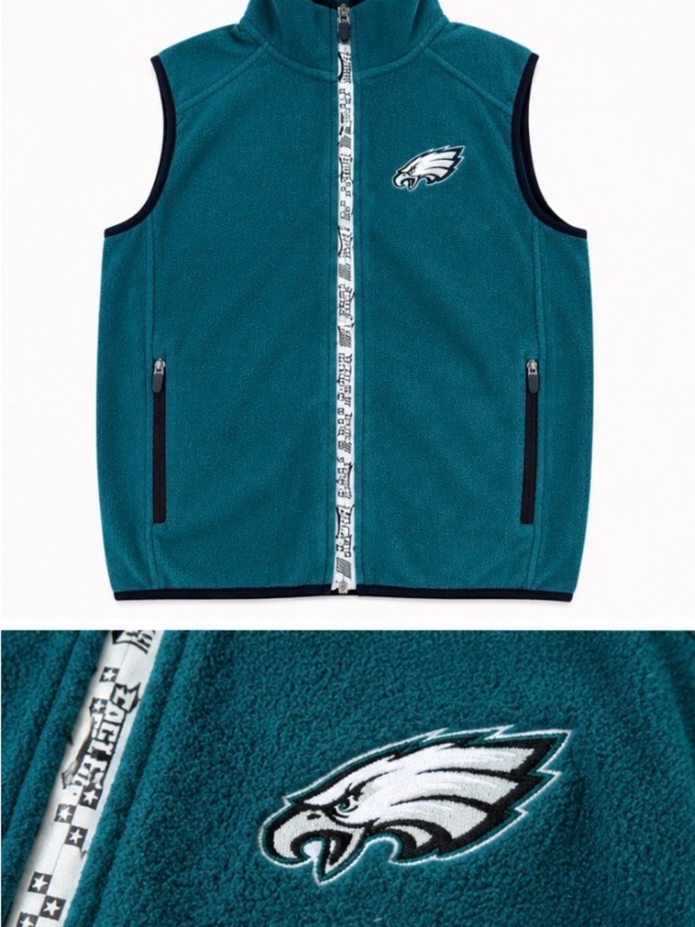 NFL Teal Fleece Vest with Eagles Logo